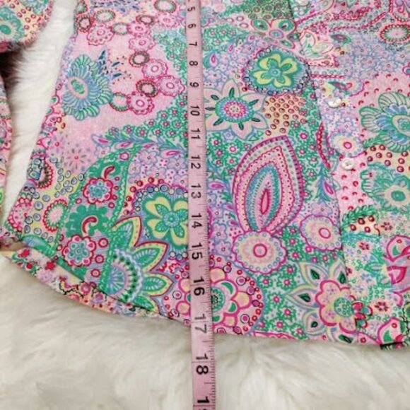 NEW Talbots Dreamy Paisley Print Classic Cotton Button Up Shirt Women's Size XS - Picture 8 of 9